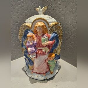 Guardian Angel Cookie Jar JC Penny 12" Christmas Angel Kitchen Canister